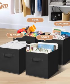 Alternative view of STORAGE MANIAC Storage Cubes. 11 Inch Durable 6 Pack Fabric Foldable Collapsible Bins with Handles for Organization. Closet. Shelves. Offices. Toys. Black